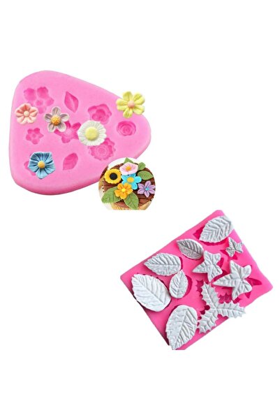 adin tasarım مجموعة قوالب سيليكون على شكل أوراق الزهور مكونة من قطعتين من صاب...