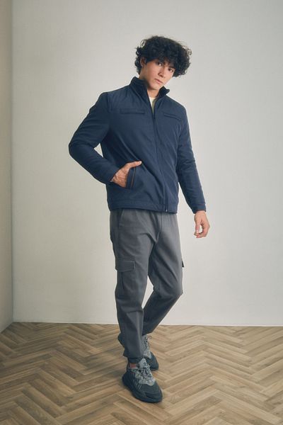 Fulla Moda Παλτό με όρθιο γιακά με τσέπη με φερμουάρ