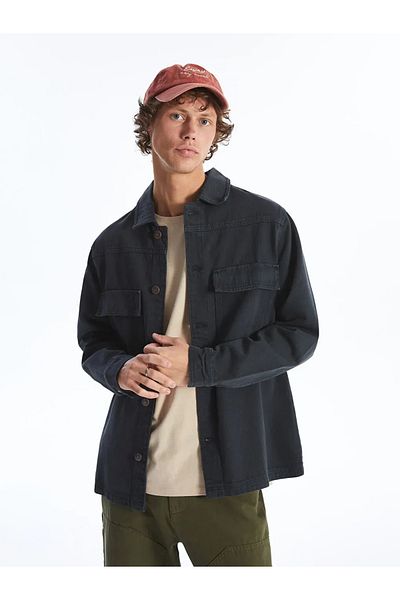 LC Waikiki Ανδρικό τζιν πουκάμισο LCW Casual - Navy Regular Fit, μακρυμάνικο