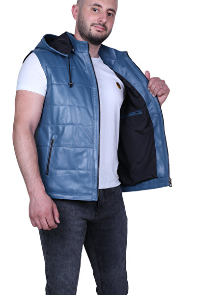 EYLÜL DERİ Eylül Hakiki Deri Erkek Şişme Yelek