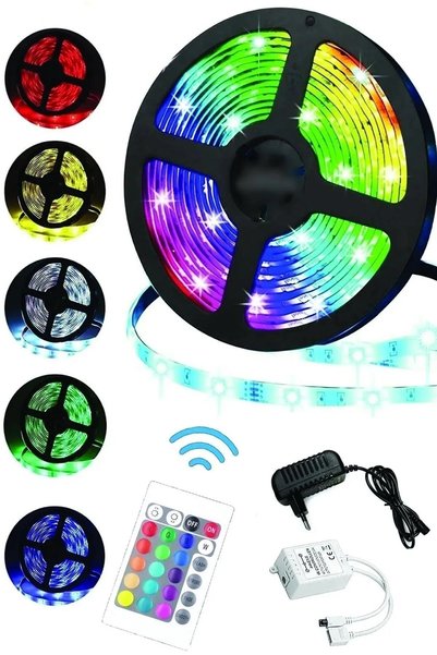 goldixpir 4,5 Kumandalı Işıldak Rgb Şerit Led Lamba Iç Ve Dış Mekan Silikon Yapışkanlı Aydınlatma