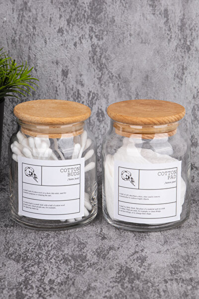 MODA OZY Bumbac de baie cu vid cu capac din lemn - bumbac pentru urechi și ma...