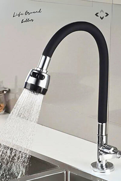 LİGROUND SİYAH Silikon Oynar Başlıklı Musluk Başlığı LUXURY 2 Fonksiyonlu Mus...