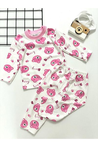 cacobutik Corded Unisex Baby Pajama Set - With Teddy Bear