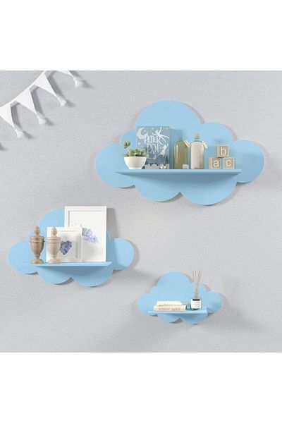 EMTA 3Pcs Blue Cloud Shelf Set Children's Room Accessory