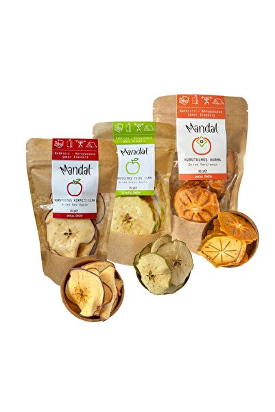 Mandal 100 جرام تمر مجفف، شرائح التفاح الأخضر والأحمر