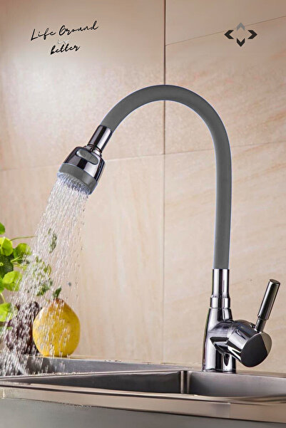 LİGROUND رأس متحرك من السيليكون الرمادي - خرطوم صنبور فاخر ذو وظيفتين، أنبوب صنبور كوبار