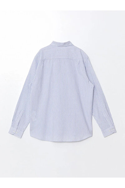 LC Waikiki SOUTHBLUE – Blau gestreiftes Herrenhemd mit normaler Passform, lange Ärmel