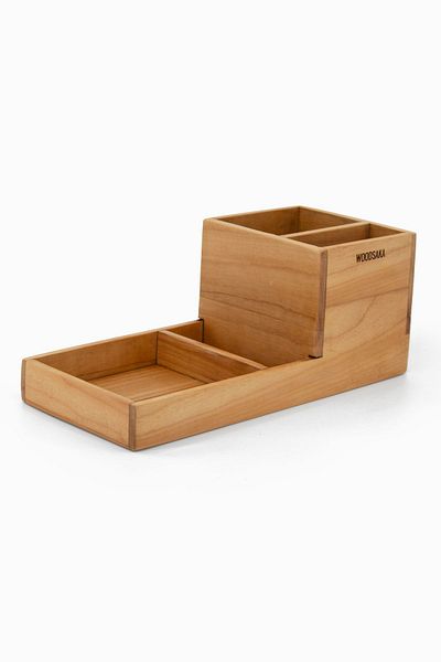 Woodsaka ProKit 3 - Многофункционален органайзер: Поставка за моливи, бележки и хартия - Поставка за кламери всичко в едно - Череша
