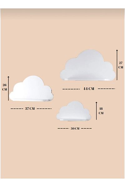 EMTA White - Gray Cloud Shelf Set 3 Piece Children's Room Accessory Decoration