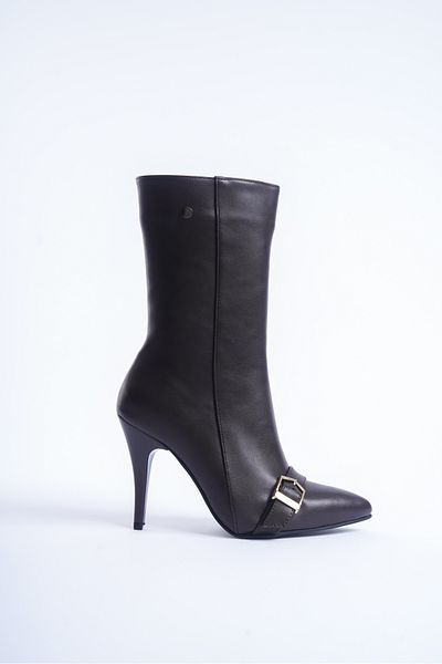 Shoesers Дамски ботуши с тънък висок ток със специален дизайн и катарама с остри пръсти