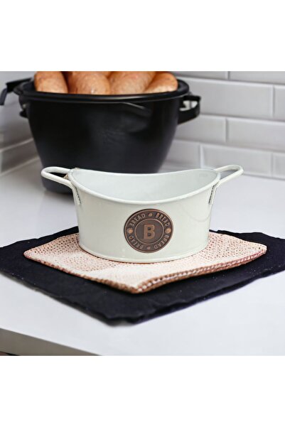 LUCKYHOMES Galvanized Metal Tabletop Bread Holder - with Handle, 15X14 Storage Container