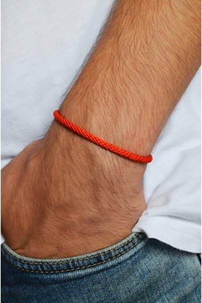 Bidüğüm Erkek Turuncu Dostluk Bilekliği, El Emeği Arkadaş Bilekliği - Ayarlan...