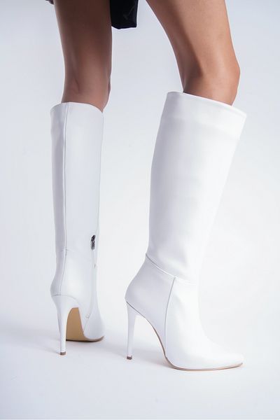 Shoesers Λεπτές ψηλοτάκουνες γυναικείες μπότες με μυτερό μισό φερμουάρ - Ειδικό σχέδιο