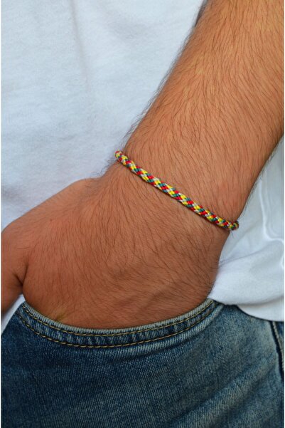 Bidüğüm Erkek Renkli Dostluk Bilekliği, El Emeği Arkadaş Bilekliği - Ayarlana...