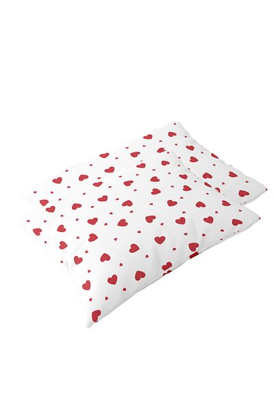 femmhome Casual Cotton Pillow Case 2 Pieces 50X70 cm Red Hearts