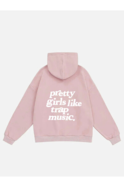 Mad&Calf سويت شيرت نسائي من Pretty Girls Like Trap Music - مطبوع كبير الحجم ب...