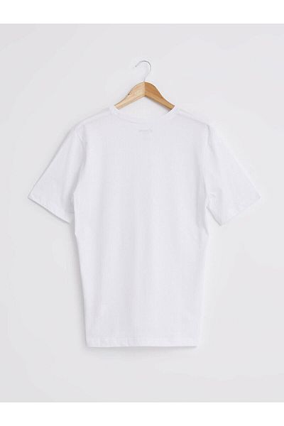 LC Waikiki Tricou alb pentru bărbați, cu decolteu triplu, cu mânecă scurtă, din bumbac, de la stilul tău de modă