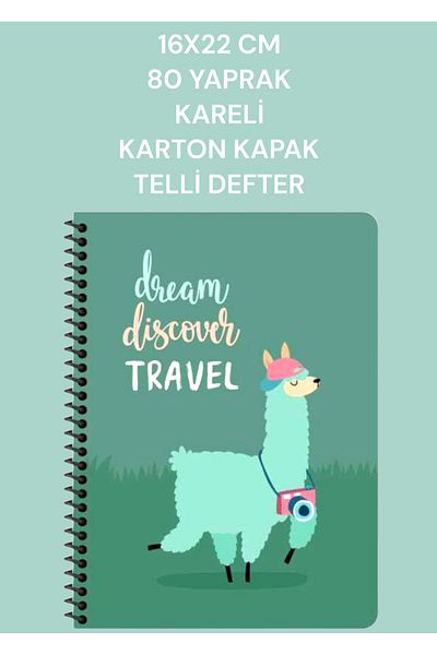 SEYFİKİRTASİYE 80 Sheets Checkered 16x22 Cm Cardboard Cover - Ring Binder Notebook, Travelers Sharp Color