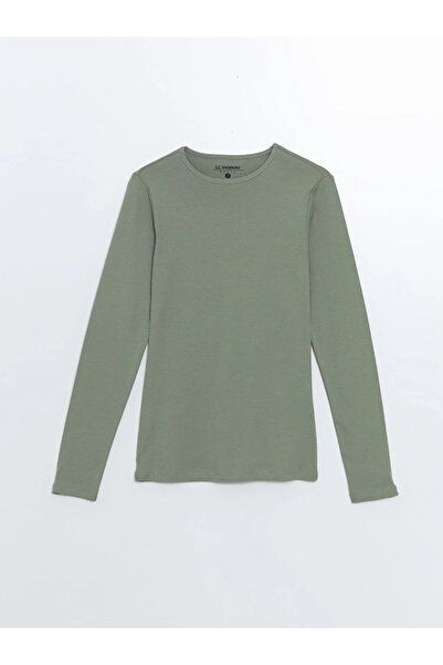 LC Waikiki LCWAIKIKI - Γυναικείο μακρυμάνικο κορμάκι με λαιμόκοψη σε χακί χρώμα