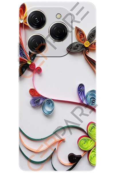 TECNO Spark 20 PRO (KJ6) Uyumlu Kılıf Desen Baskılı Silikon Çiçek Desen STK:2...