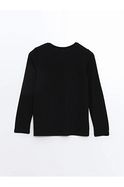 LC Waikiki Γυναικείο μπλουζάκι με λαιμόκοψη με μαύρη στάμπα LCW Grace