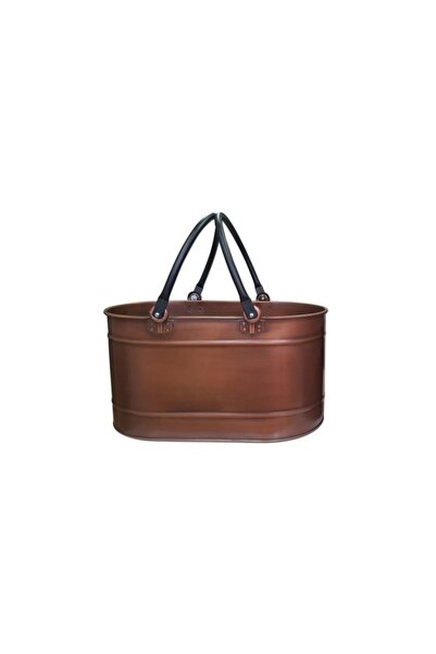 KOCHERHOME Odun Taşıma Kovası Sepeti Bakır Eskitme 55 Cm