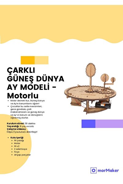 SEYFİKİRTASİYE TÜRK MALIÇarklı Dünya Güneş Ay modeli motorlu STEM-A Set Çocuk...