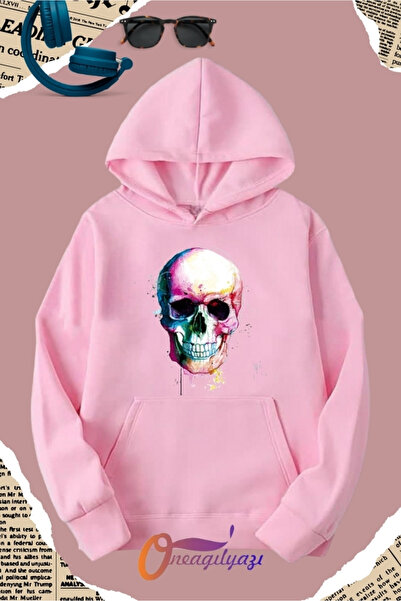 oneagılyazı Skull Štampano Unisex dukserica sa kapuljačom