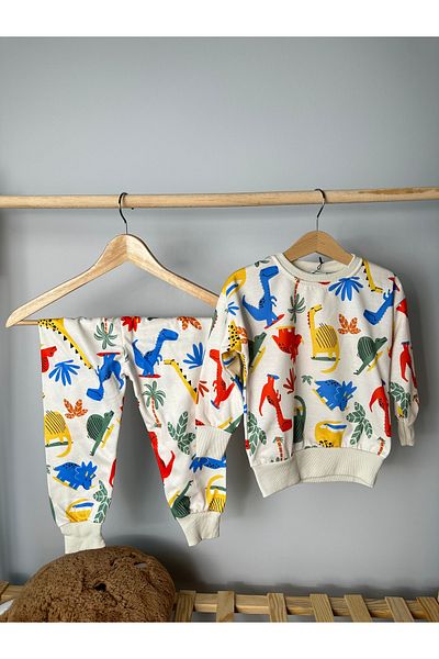 haki dükkan Dinosaur 2-Piece Long Set