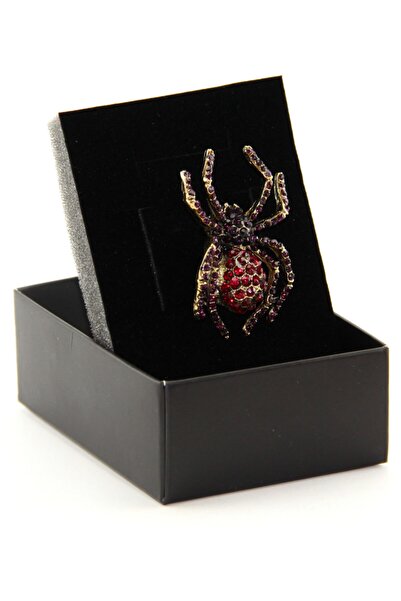 Zaim Aksesuar Kırmızı Taşlı Örümcek Broş
