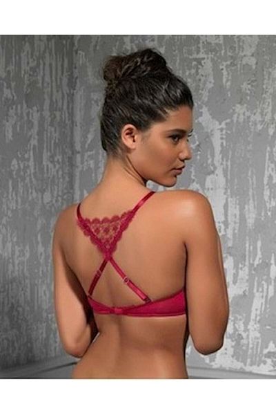 Golshan Sutien de damă Cherry Extra Susținut Push Up din dantelă cu spatele încrucișat