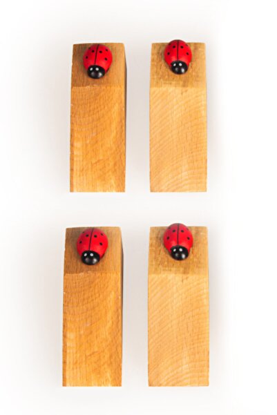 Lira سدادة باب خشبية على شكل خنفساء 4 قطع