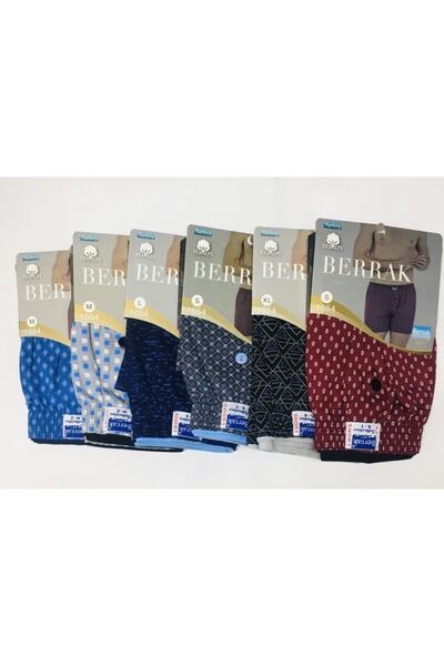 Berrak Ανδρικό λευκό 6 πακέτο βαμβακερό εσώρουχο 6 τεμαχίων με σχέδιο μπόξερ