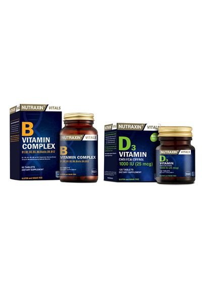 Nutraxin Vitals Vitamin D3 120 Tablets + Vitamin B 60 Tablets
