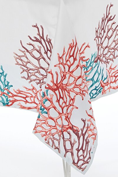 AYSHOME Coral Pattern 145x200 Stain Resistant Honeycomb Fabric Tablecloth