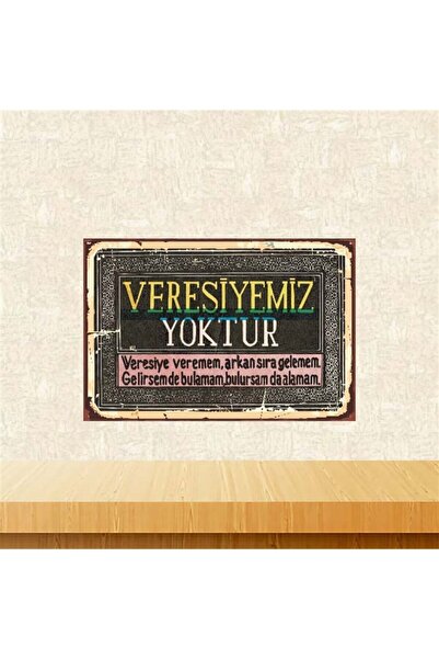 TAKIFİX Veresiyemiz Yoktur 20-30 cm Retro Ahşap Poster Tkfx3949
