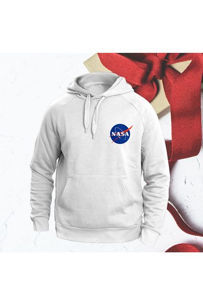 VectorWear Nasa Sweatshirt Hooded Nasa Sweat White Spring Fabric