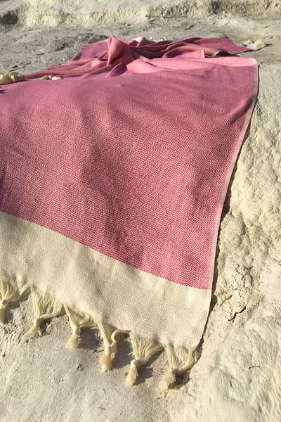 Yavuz Tekstil Beach & Sauna Cotton Pestemal Set 100% Cotton Gift Product Pink