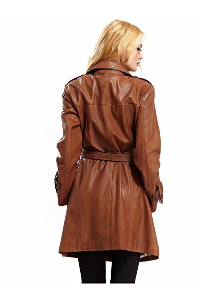Hodore Women's Tan Yolande Leather Coat