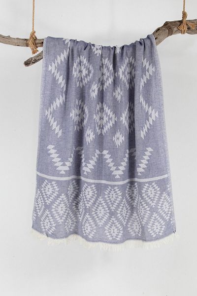Bedinn Peshtemal Jacart Kilim Navy Blue