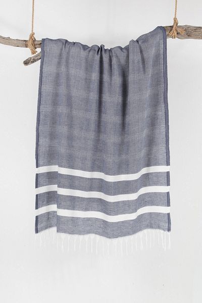 Bedinn Peshtemal Bamboo Stripe Navy Blue