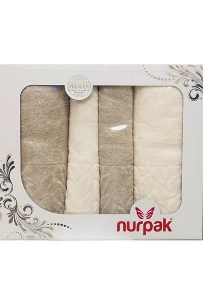 Nurpak Premium Nurpak Coffee Cream Σετ Μπάνιου - Σετ Μπάνιου Hazal 4 τεμαχίων