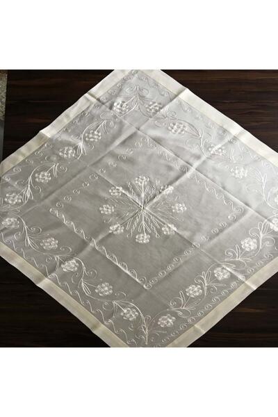 Yavuz Tekstil Çeyizlik Ipek Dokuma Dantelsiz Fiskos %100 Ipek El Işçiliği Krem