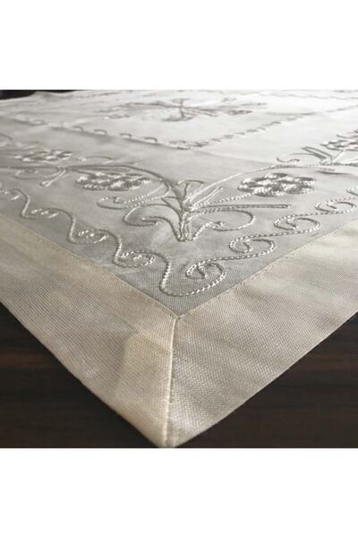 Yavuz Tekstil Çeyizlik Ipek Dokuma Dantelsiz Fiskos %100 Ipek El Işçiliği Krem