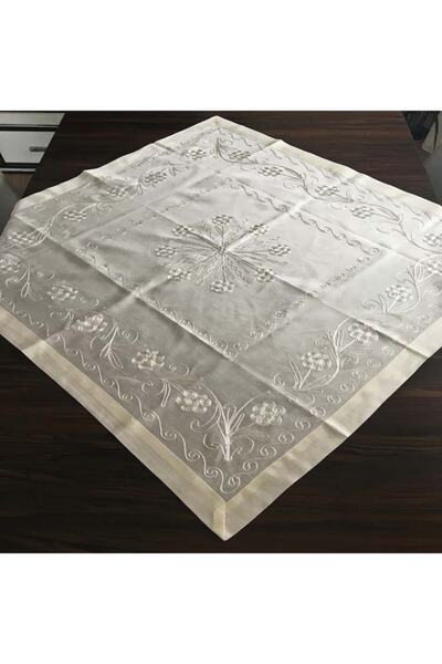 Yavuz Tekstil Çeyizlik Ipek Dokuma Dantelsiz Fiskos %100 Ipek El Işçiliği Krem