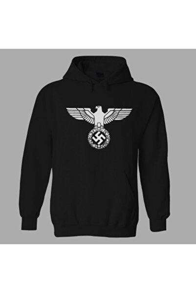nrage Hanorac unisex negru cu glugă cu vultur german