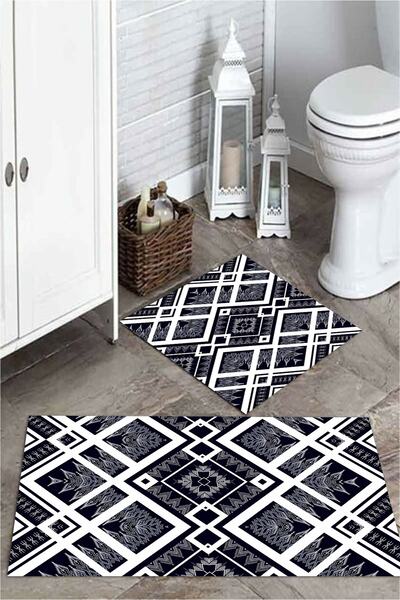 MEKTA HOME Set covorașe de baie din 2 piese cu model geometric Mktpp-2062 60x...