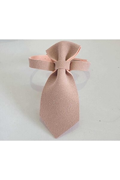 Elite Pembe Özel Deriden Kravat Model 1 Cm Metal Tokalı Kedi Tasması