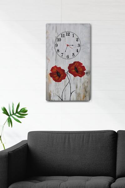 Decorita Gelincik Temalı  | Dekoratif Cam Duvar Saati
